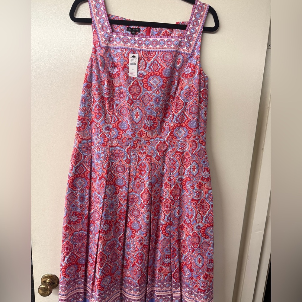 Talbots Red and Blue Floral Pattern Dress NWT